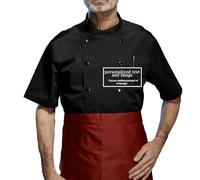 Guolamy Veste De Cuisine personnalisé pour Homme Professionnel Respirant 2840M（Manches Courtes -Noir，XL