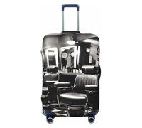 GUOLGP Barber Shop Housse de valise universelle avec impression monochrome élastique lavable double face, Noir , L