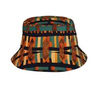 GUOLGP Chapeau bob africain classique tissé imprimé fonctionnalité large utilisation casquette protection solaire chapeau bob randonnée camping plage aventure noir