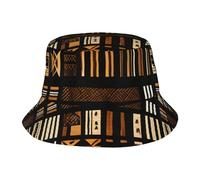 GUOLGP Chapeau cloche africain avec imprimé tribal - Large utilisation - Protection solaire - Pour randonnée, camping, plage, aventure - Noir