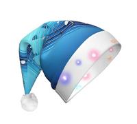 GUOLGP Chapeau de Noël LED imprimé notes de musique bleu ciel pour hommes et femmes pour fête festive chapeaux de Père Noël fournitures célébrations