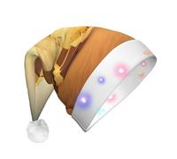GUOLGP Chapeau de Noël LED imprimé pyramide égyptienne dans le désert pour hommes et femmes pour fêtes festives chapeaux de Père Noël fournitures célébrations