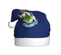 GUOLGP Chapeau de Père Noël imprimé drapeau de l'État du Maine Unisexe Chapeau de Noël Chapeau de fête Couvre-chef pour la décoration des célébrations du Nouvel An