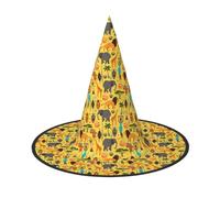 GUOLGP Chapeau de sorcière élégant avec imprimé éléphant africain pour Halloween, fêtes, carnavals et cosplay, léger et pliable