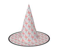 GUOLGP Chapeau de sorcière élégant avec imprimé flamant rose pour Halloween, fêtes, carnavals et cosplay, léger et pliable