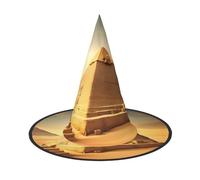 GUOLGP Chapeau de sorcière élégant avec pyramide égyptienne dans le désert pour Halloween, fêtes, carnavals et cosplay, léger et pliable