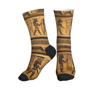 GUOLGP Chaussettes de sport avec imprimé hiéroglyphes égyptiens pour homme et femme avec ajustement antidérapant pour gym, jogging, entraînement, 2 Noir-2, Taille unique