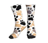 GUOLGP Chaussettes de sport avec motif empreintes de pattes de chien pour homme et femme avec ajustement antidérapant pour gym, jogging, entraînement, 1 noir, Taille unique