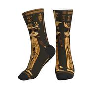 GUOLGP Chaussettes de sport pour homme et femme avec imprimé hiéroglyphes égyptiens antiques - Antidérapantes - Pour la gym, le jogging et l'entraînement, 2 Noir-2, Taille unique