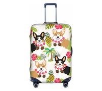 GUOLGP Corgi Housse de protection pour valise, motif tropical hawaïen, motif ananas et fermeture éclair dissimulée, blanc, L