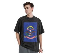 GUOLGP Dakota du Nord Imprimé Drapeau de l'État du Dakota du Nord Authentique Look Rétro Sessions Fitness Sessions T-shirts, Noir , XXL
