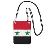 GUOLGP Drapeau de la République arabe syrienne imprimé sac à bandoulière pour téléphone portable tendance mince et léger pour voyage, course à pied, randonnée, shopping, Noir , Taille unique