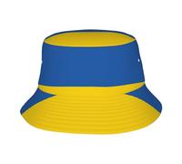 GUOLGP Drapeau de l'Ukraine Imprimé Fonctionnalité Large Utilisation Casquette Protection Solaire Chapeau Seau Chapeau Randonnée Camping Plage Aventure Noir