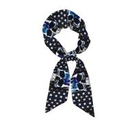GUOLGP Écharpe à rayures bleues avec motif tête de mort pour femme, pour printemps, automne, hiver, événements en plein air, accessoire de sac à main