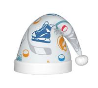 GUOLGP Hockey Elements Creative Pattern Print Christmas Elf Hat for Kids Cap Santa Party Halloween Holiday New Year