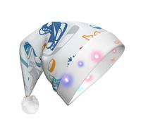 GUOLGP Hockey Elements Creative Pattern Print Men Women Led Christmas Hat For Festive Party Santa Hats Supplies Celebrations