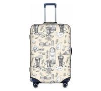 GUOLGP Housse de protection lavable avec fermeture éclair dissimulée, motif champs de raisin et vinification, blanc, XL
