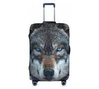 GUOLGP Housse de protection lavable avec fermeture éclair dissimulée Motif loup aux yeux bleus, blanc, S