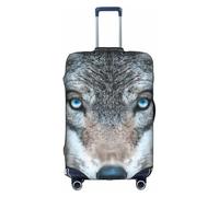 GUOLGP Housse de protection lavable avec fermeture éclair dissimulée Motif loup aux yeux bleus, blanc, XL