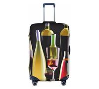 GUOLGP Housse de protection lavable avec fermeture éclair dissimulée, motif verres à cocktail et bouteilles de vin, blanc, S