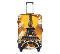 GUOLGP Housse de protection lavable pour valise de voyage Motif Tour Eiffel Paris Fermeture Éclair dissimulée, blanc, L