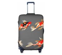 GUOLGP Housse de protection pour valise, motif carpes koï traditionnelles, fermeture éclair dissimulée, lavable, blanc, S