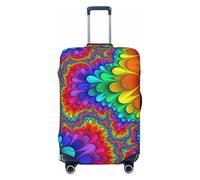 GUOLGP Housse de valise de voyage universelle avec impression couleur vive et élastique lavable double face, Noir , L