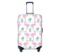 GUOLGP Housse de valise de voyage universelle avec motif flamant rose tropical, imprimé cactus mignon, élastique, lavable, double face, Noir , S