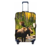GUOLGP Housse de valise de voyage universelle élastique lavable double face Motif cerf ours élan, Noir , M
