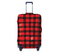GUOLGP Housse de valise universelle à motif écossais rouge et noir - Housse élastique lavable double face, Noir , XL