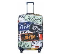 GUOLGP Housse de valise universelle avec impression de plaque d'immatriculation, élastique, lavable, double face, Noir , L