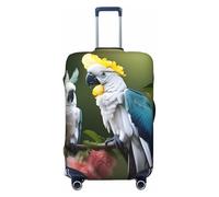 GUOLGP Housse de valise universelle avec imprimé cacatoès et fleurs - Housse élastique lavable double face, Noir , M