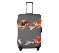 GUOLGP Housse de valise universelle avec imprimé carpes koï traditionnelles avec imprimé à pois et élastique double face, Noir , S