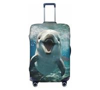 GUOLGP Housse de valise universelle avec imprimé dauphin drôle, élastique, lavable, double face, Noir , L