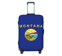 GUOLGP Housse de valise universelle avec imprimé drapeau de l'État du Montana - Housse de bagage de voyage élastique lavable double face, Noir , M