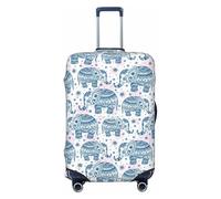 GUOLGP Housse de valise universelle avec imprimé éléphant bohème - Housse de bagage de voyage élastique lavable double face, Noir , S