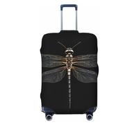 GUOLGP Housse de valise universelle avec imprimé libellule noire - Housse élastique lavable double face, Noir , M