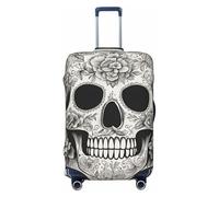 GUOLGP Housse de valise universelle avec imprimé tête de mort mexicaine - Housse élastique lavable double face, Noir , M