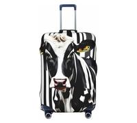 GUOLGP Housse de valise universelle avec imprimé vache laitière noire et blanche - Housse élastique lavable double face, Noir , M
