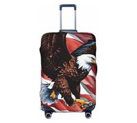 GUOLGP Housse de valise universelle avec motif aigle et drapeau des États-Unis - Housse de valise élastique lavable double face, Noir , XL