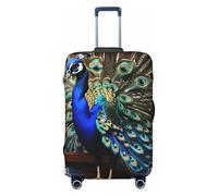 GUOLGP Housse de valise universelle avec motif de paon - Housse élastique lavable double face, Noir , S