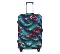 GUOLGP Housse de valise universelle en 3D avec motif écailles de dragon magique, élastique, lavable, double face, Noir , S