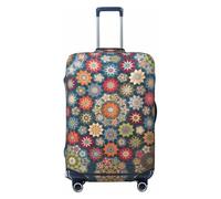 GUOLGP Housse de Valise Universelle Imprimé Fleurs Bohème Housse de Valise Élastique Lavable Voyage Housse de Bagage avec Double Face, Noir , M