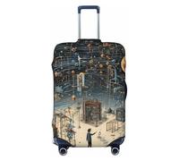 GUOLGP Housse de valise universelle imprimée physique élastique lavable double face, Noir , L