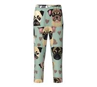 GUOLGP Joli pantalon de pyjama festif imprimé chihuahua carlin vêtements doux pour la peau réunions de famille, Noir , XS(5-6)