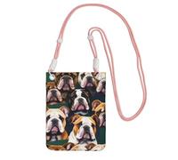 GUOLGP Joli sac à bandoulière pour téléphone avec imprimé bulldog anglais - Tendance - Léger - Pour voyage, course à pied, randonnée, shopping, rose, Taille unique