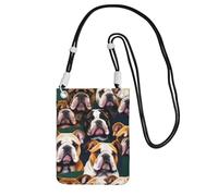 GUOLGP Joli sac à bandoulière pour téléphone avec imprimé bulldog anglais - Tendance - Léger - Pour voyage, course à pied, randonnée, shopping, Noir , Taille unique
