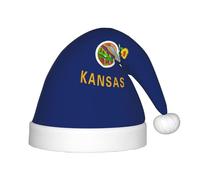 GUOLGP Kansas State Flag Print Christmas Elf Hat for Kids Cap Santa Party Halloween Holiday New Year