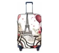 GUOLGP Love Paris Tour Café Vin Parfum Vélo Cœur Imprimé Fermeture Éclair Cachée Housse de Valise Décorative Lavable Voyage Protecteur, blanc, L