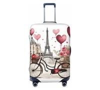 GUOLGP Love Paris Tour Café Vin Parfum Vélo Imprimé Cœur Housse de Valise Universelle Élastique Lavable Housse de Bagage de Voyage avec Double Face, Noir , XL